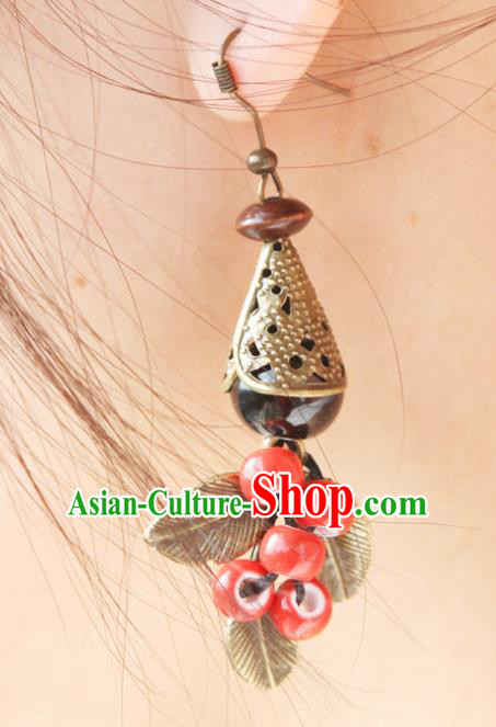 Top Grade Chinese Handmade Red Ceramics Beads Earrings for Women
