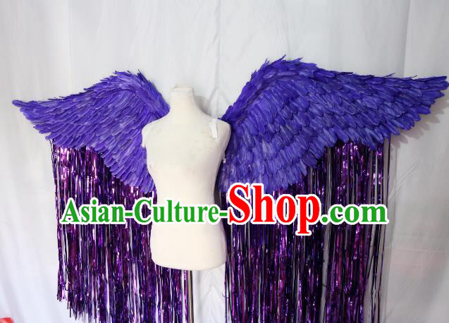 Top Grade Catwalks Swimsuit Wing Stage Performance Model Show Customized Purple Feather Wings for Women