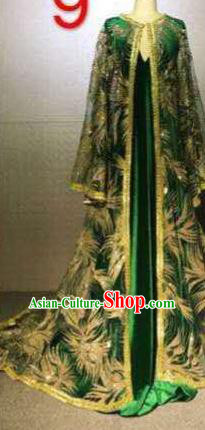 Top Grade Catwalks Customized Costume Green Dress Stage Performance Model Show Clothing for Women