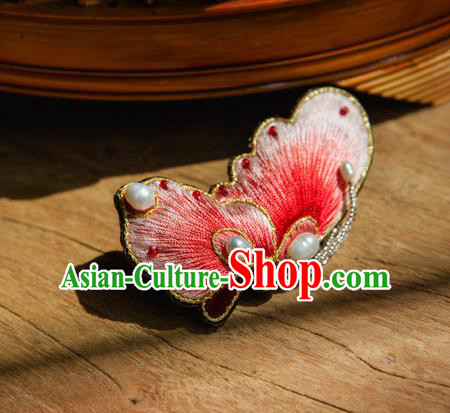 Chinese Traditional Cheongsam Accessories Embroidered Red Butterfly Brooch for Women