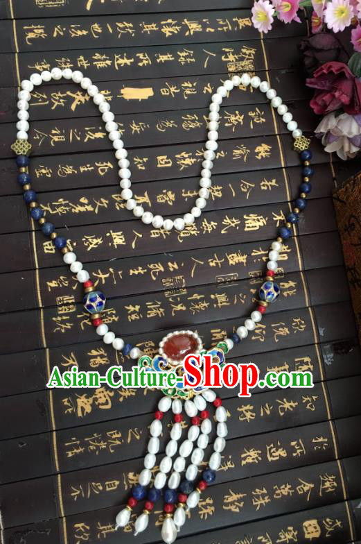 Chinese Traditional Jewelry Accessories Ancient Hanfu Blueing Necklace for Women