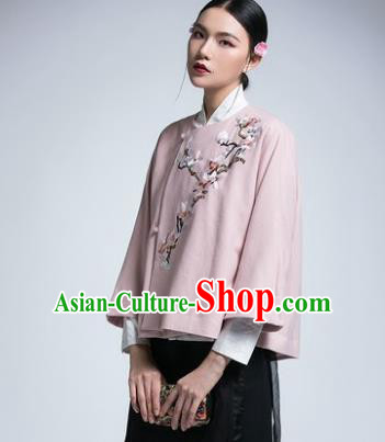 Chinese Traditional Tang Suit Pink Jacket China National Upper Outer Garment Cheongsam Shirt for Women