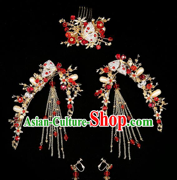 Chinese Traditional Wedding Hair Accessories Bride Hairpins Crystal Hair Comb Headwear for Women
