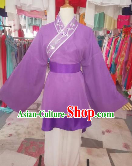 Chinese Traditional Beijing Opera Livehand Purple Clothing Peking Opera Costume for Adults