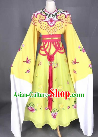 Chinese Traditional Beijing Opera Palace Princess Yellow Dress Peking Opera Diva Costumes for Adults