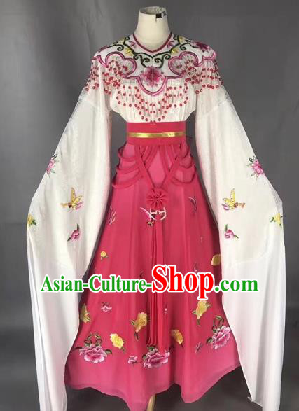 Chinese Peking Opera Diva Rosy Dress Traditional Beijing Opera Rich Lady Embroidered Costumes for Adults