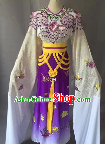 Chinese Peking Opera Diva Purple Dress Traditional Beijing Opera Rich Lady Embroidered Costumes for Adults