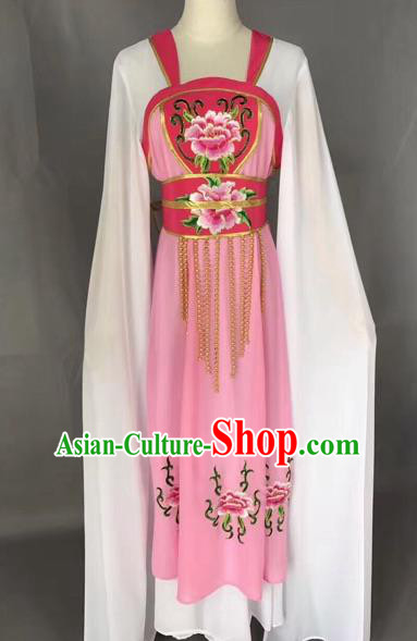 Traditional Chinese Peking Opera Maidservants Costume Beijing Opera Fairy Pink Dress for Adults