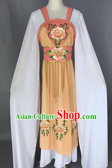 Traditional Chinese Peking Opera Maidservants Costume Beijing Opera Fairy Yellow Dress for Adults
