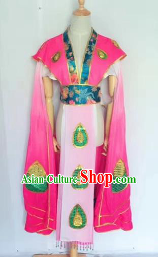 Chinese Peking Opera Butterfly Lovers Rosy Dress Traditional Beijing Opera Young Lady Embroidered Costumes for Adults