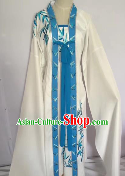 Chinese Peking Opera Young Lady White Dress Traditional Beijing Opera Diva Costumes for Adults