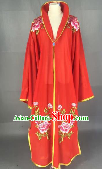 Traditional Chinese Peking Opera Diva Costume Beijing Opera Embroidered Red Cloak for Adults