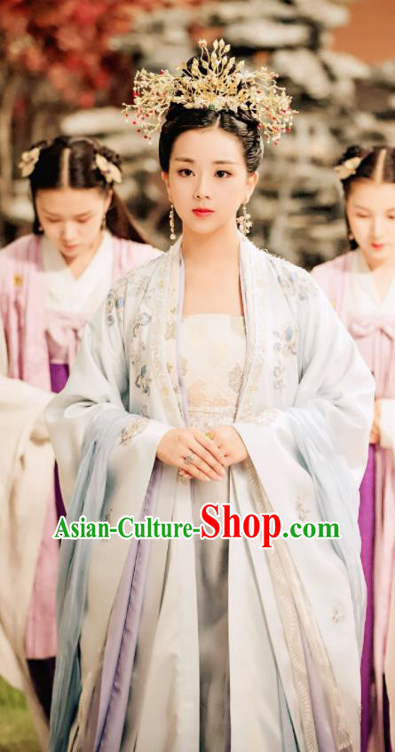 Legend Of Fu Yao Chinese Ancient Imperial Consort Costumes Traditional Palace Lady Hanfu Dress and Headpiece Complete Set