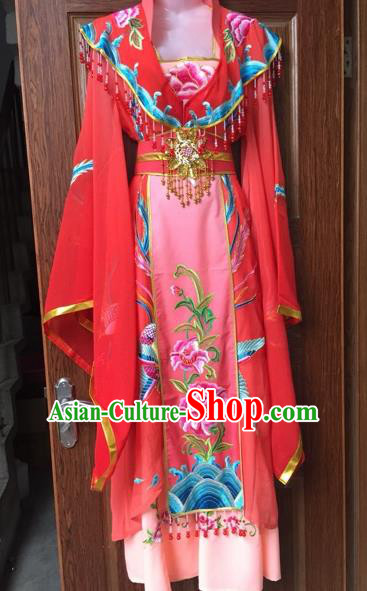 Chinese Shaoxing Opera Palace Queen Red Dress Traditional Beijing Opera Diva Costume for Adults