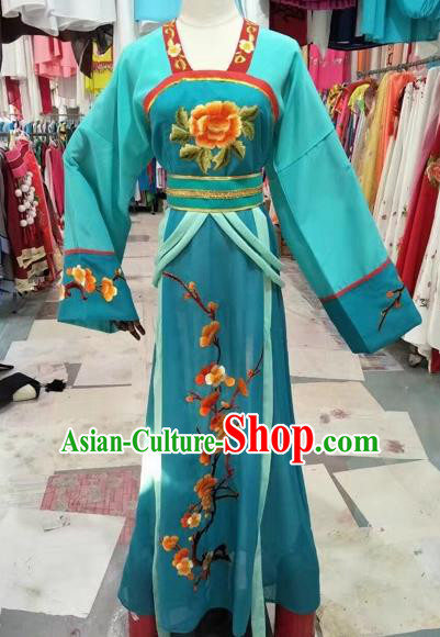 Chinese Shaoxing Opera Embroidered Green Dress Traditional Beijing Opera Diva Costume for Adults
