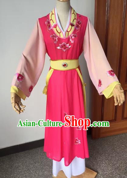 Chinese Beijing Opera Young Lady Rosy Dress Ancient Maidservants Costume for Adults