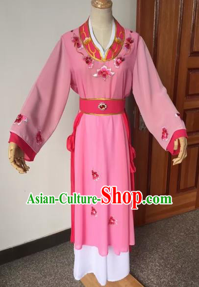 Chinese Beijing Opera Young Lady Pink Dress Ancient Maidservants Costume for Adults