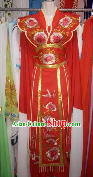 Chinese Traditional Peking Opera Actress Red Dress Ancient Princess Embroidered Costume for Adults