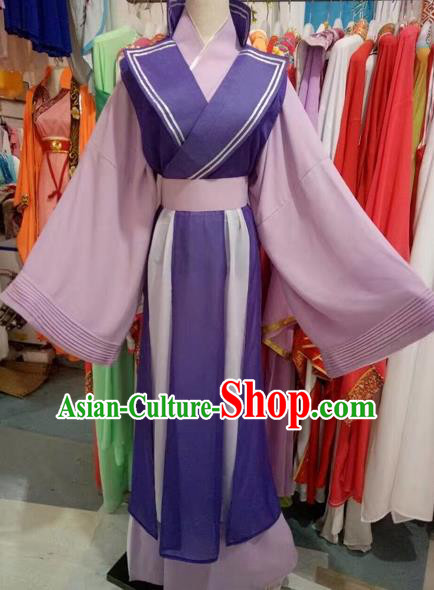 Chinese Traditional Peking Opera Diva Purple Dress Ancient Princess Costume for Adults