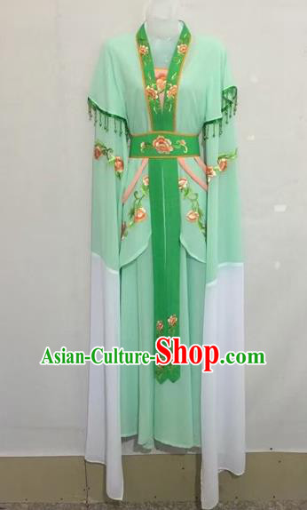 Chinese Traditional Peking Opera Diva Light Green Hanfu Dress Ancient Palace Princess Costume for Adults