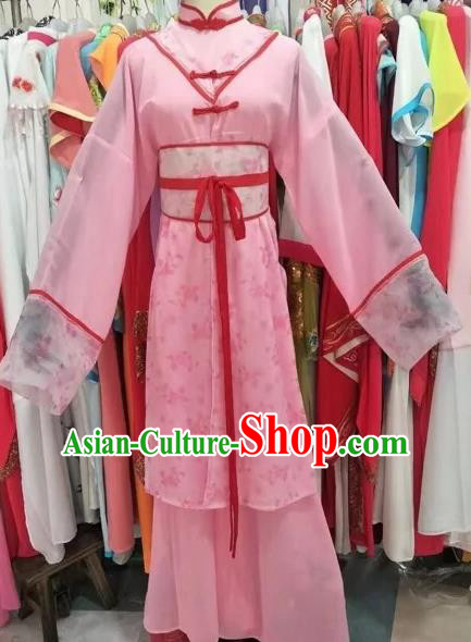 Chinese Beijing Opera Maidservants Pink Clothing Ancient Countrywoman Costume for Adults