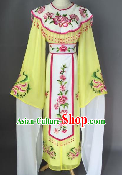 Chinese Beijing Opera Diva Yellow Dress Clothing Ancient Princess Costume for Adults