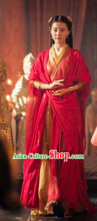 Chinese Ancient Princess Costumes Legend Of Fu Yao Palace Lady Red Dress for Women