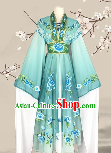 Chinese Ancient Palace Princess Costume Traditional Beijing Opera Actress Green Dress for Adults