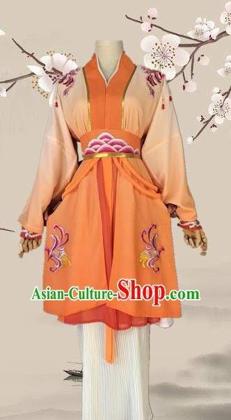 Chinese Ancient Swordswoman Orange Costume Traditional Beijing Opera Martial Arts Women Dress for Adults