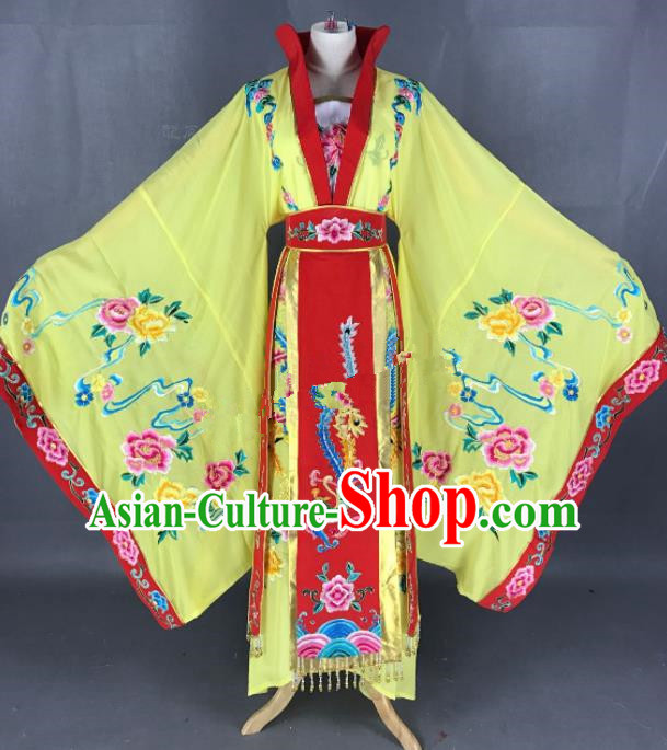 Chinese Ancient Empress Yellow Dress Traditional Beijing Opera Queen Costume for Adults