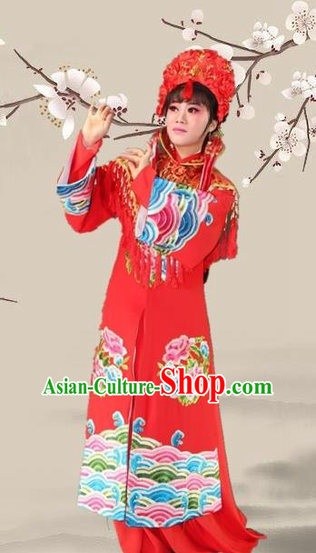 Chinese Ancient Bride Red Dress Traditional Beijing Opera Actress Costume for Adults