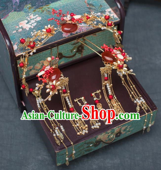 Chinese Ancient Hanfu Wedding Phoenix Coronet Hair Accessories Traditional Hairpins for Women