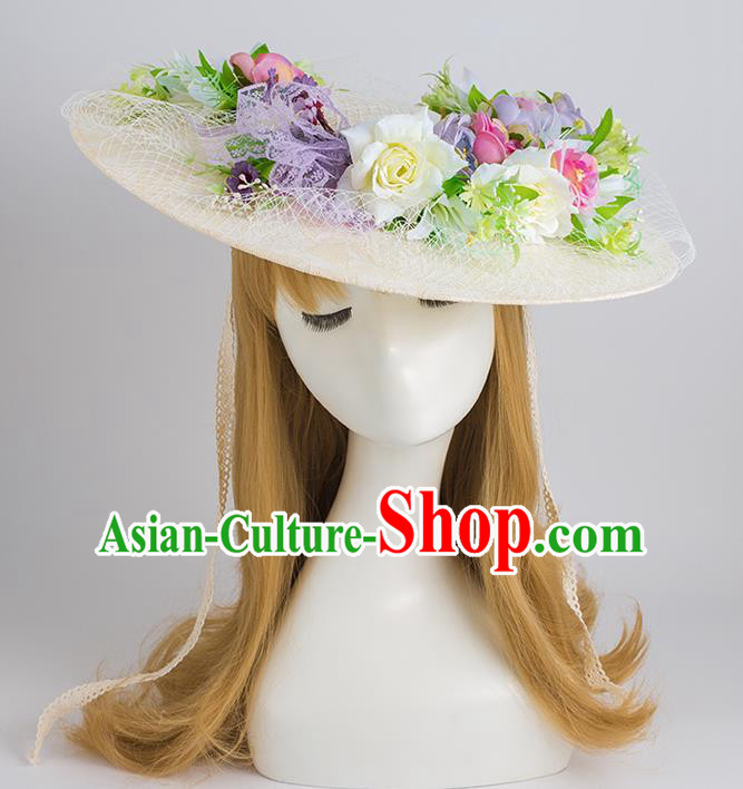 Top Grade Bride Hair Accessories Flowers Top Hat for Women