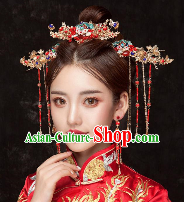 Chinese Ancient Hanfu Wedding Step Shake Hair Accessories Traditional Hairpins for Women