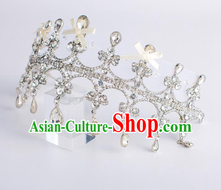 Top Grade Wedding Hair Accessories Bride Crystal Bowknot Royal Crown Headwear for Women