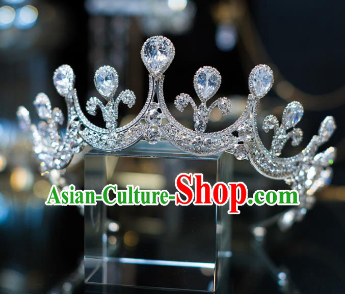 Top Grade Bride Hair Accessories Zircon Royal Crown Headwear for Women