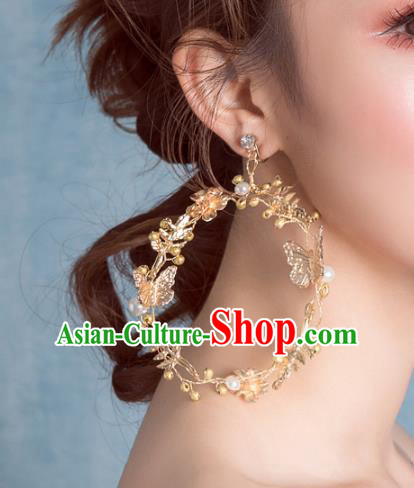 Top Grade Bride Wedding Accessories Crystal Golden Earrings for Women