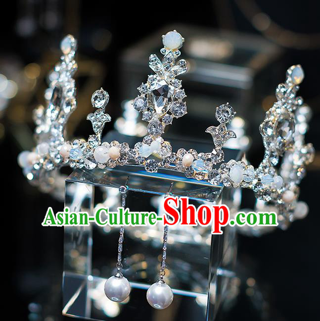 Top Grade Wedding Hair Accessories Bride Retro Crystal Round Royal Crown for Women