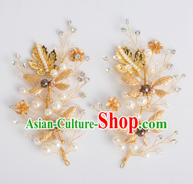 Top Grade Bride Wedding Hair Accessories Golden Dragonfly Hair Claws for Women