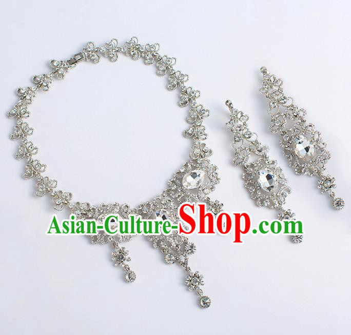 Top Grade Chinese Bride Wedding Accessories Zircon Necklace and Earrings for Women