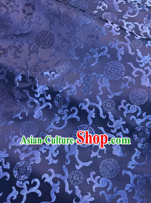 Asian Chinese Traditional Palace Pattern Blue Brocade Fabric Silk Fabric Chinese Fabric Material