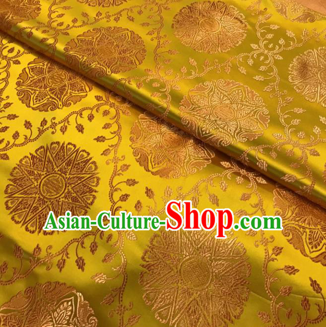 Golden Brocade Asian Chinese Traditional Palace Pattern Fabric Silk Fabric Chinese Fabric Material