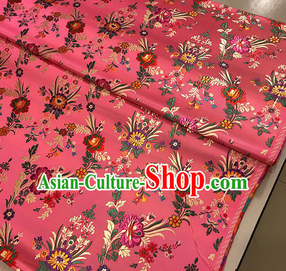 Asian Pink Brocade Chinese Traditional Begonia Pattern Fabric Silk Fabric Chinese Fabric Material