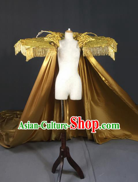 Top Grade Modern Fancywork Costumes Catwalks Golden Cloak for Women