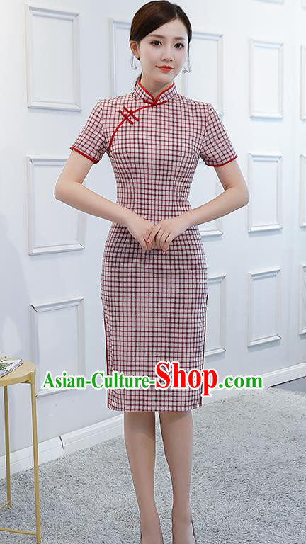 Chinese Traditional Retro Qipao Dress Short Cheongsam Compere Costume for Women