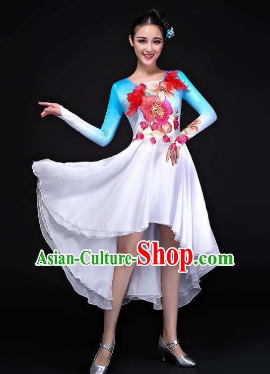 Professional Chorus Costumes Modern Dance Folk Dance Compere Blue Dress for Women