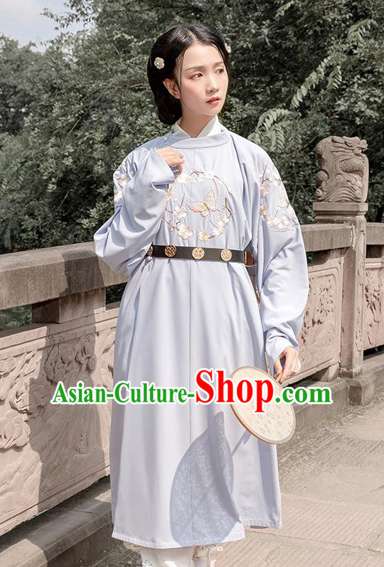 Chinese Traditional Costume Swordswoman Blue Embroidered Robe for Women