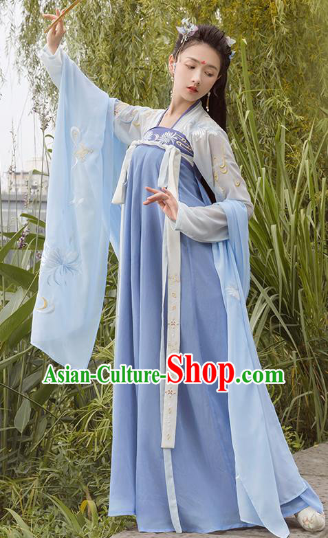 Chinese Traditional Tang Dynasty Princess Costume Ancient Embroidered Hanfu Dress for Rich Women