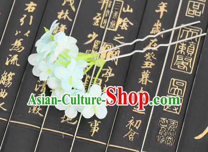 Chinese Traditional Hair Accessories Ancient Tang Dynasty Green Flowers Hairpins for Women