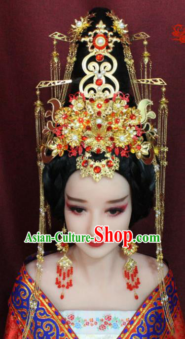 Chinese Ancient Princess Consort Hair Accessories Tang Dynasty Queen Phoenix Coronet Hairpins for Women